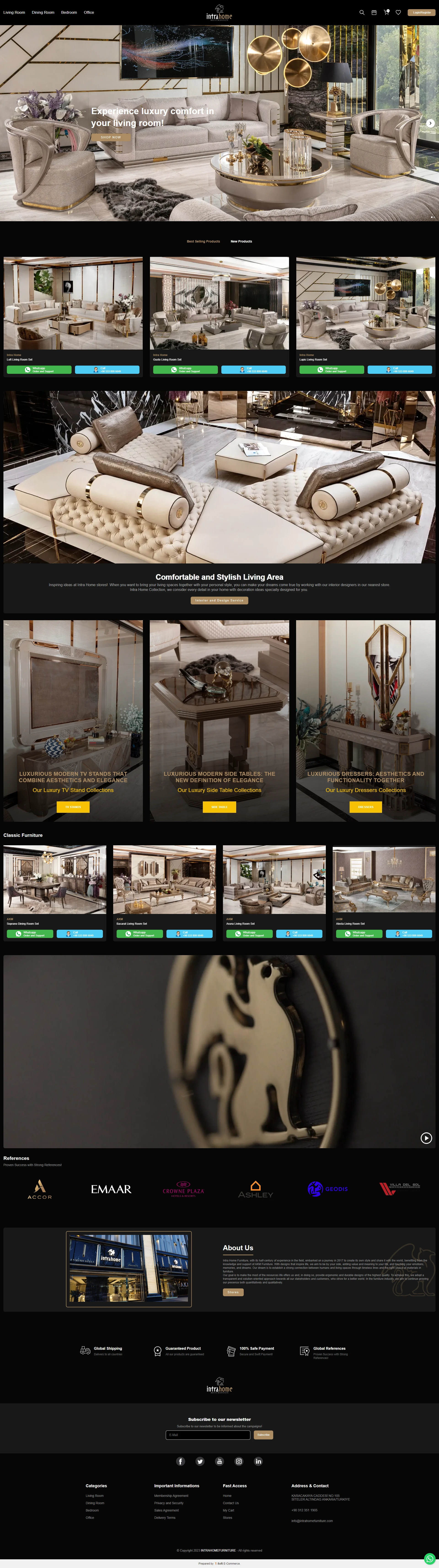 Intra Home için hazırlanan web sitesi