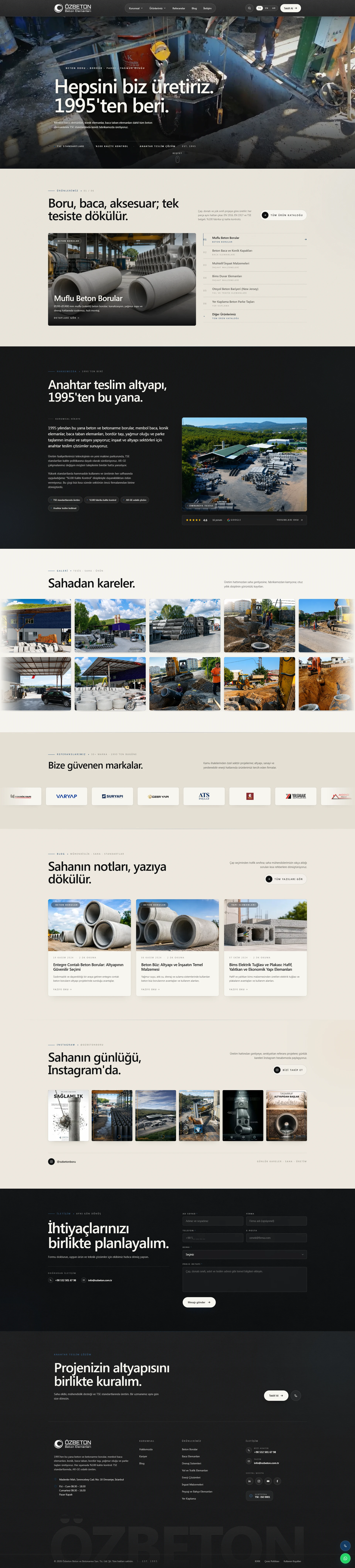 Özbeton için hazırlanan web sitesi