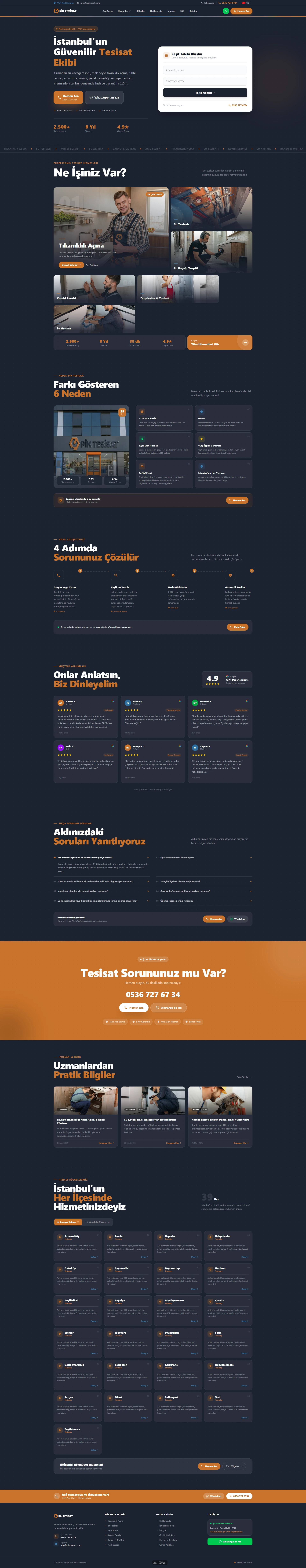 Pik Tesisat için hazırlanan web sitesi
